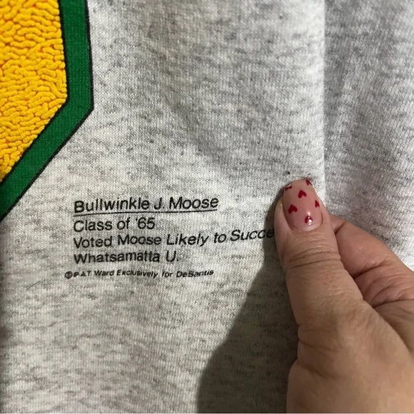Vintage Bullwinkle Moose “Whatsamatta” University Pullover Sweater - Picture 5 of 6